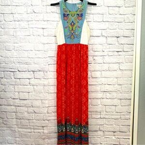 Flying Tomato Embroidered Sleeveless Maxi Dress Size Large